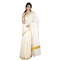 Maxis Womens Kasavu Cotton Saree with Blouse Piece (MAXIKRLPLN216_Off-White)