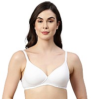 Enamor A039 Perfect Coverage Supima Cotton Tshirt Bra Padded Wirefree Medium Coverage White