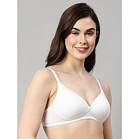 Enamor A039 Perfect Coverage Supima Cotton Tshirt Bra Padded Wirefree Medium Coverage White