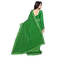 SOURBH Womens Traditional Bandhani Prints Georgette Solid Lace Border Saree (972-Green)