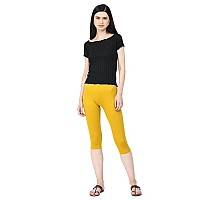 Robinbosky Premium Cotton Lycra Stretchable Capris Leggings Xlgoldenglow