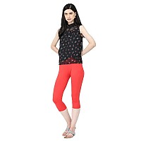 Robinbosky Premium Cotton Lycra Stretchable Capris Leggings Xlcherryred