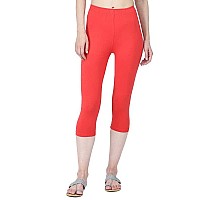 Robinbosky Premium Cotton Lycra Stretchable Capris Leggings Xlcherryred