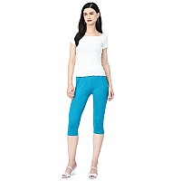 Robinbosky Premium Cotton Lycra Stretchable Capris Leggings Xlpeacockblue