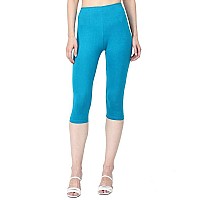 Robinbosky Premium Cotton Lycra Stretchable Capris Leggings Xlpeacockblue