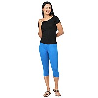 Robinbosky Premium Cotton Lycra Stretchable Capris Leggings Mimperialblue