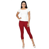 Robinbosky Premium Cotton Lycra Stretchable Capris Leggings Mmaroon