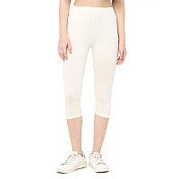 Robinbosky Premium Cotton Lycra Stretchable Capris Leggings Mcream