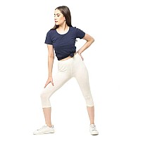 Robinbosky Premium Cotton Lycra Stretchable Capris Leggings Mcream