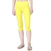 Robinbosky Premium Cotton Lycra Stretchable Capris Leggings Mlemonyellow