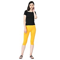 Robinbosky Premium Cotton Lycra Stretchable Capris Leggings Mturmeric