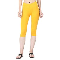 Robinbosky Premium Cotton Lycra Stretchable Capris Leggings Mturmeric