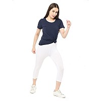 Robinbosky Premium Cotton Lycra Stretchable Capris Leggings Mwhite