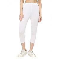 Robinbosky Premium Cotton Lycra Stretchable Capris Leggings Mwhite