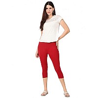 Robinbosky Premium Cotton Lycra Stretchable Capris Leggings Mlipstickred