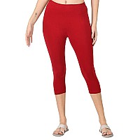 Robinbosky Premium Cotton Lycra Stretchable Capris Leggings Mlipstickred