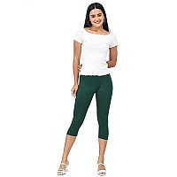 Robinbosky Premium Cotton Lycra Stretchable Capris Leggings Mbottlegreen