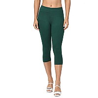 Robinbosky Premium Cotton Lycra Stretchable Capris Leggings Mbottlegreen