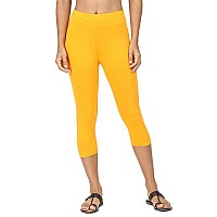 Robinbosky Premium Cotton Lycra Stretchable Capris Leggings Mgoldenyellow