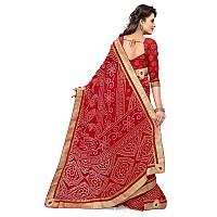 Sourbh Womens Faux Georgette Traditional Bandhej Prints Saree with Blouse Piece (2464-Red )