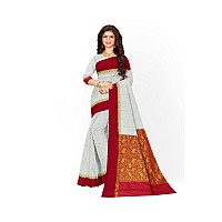 Avik Creations Womens Kanchipuram Art Silk Saree With Running Blouse AC706Red OffWhite