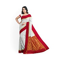 Avik Creations Womens Kanchipuram Art Silk Saree With Running Blouse AC706Red OffWhite