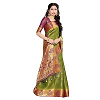 Mimosa By Kupinda Women Art Silk Saree Kanjivaram Style Violet (4045-178-2D-Olv-Mej)