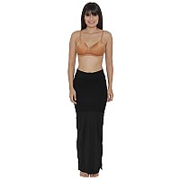 Clovia Womens Petticoat Style Saree Shapewear with Side Slit (SW0023P13_Black_L)