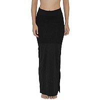 Clovia Womens Petticoat Style Saree Shapewear with Side Slit (SW0023P13_Black_L)