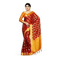 Mimosa Womens Kanchipuram Crepe Saree With Blouse Piece (4015-2136-MRN-GLD_Maroon)