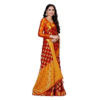 Mimosa Womens Kanchipuram Crepe Saree With Blouse Piece (4015-2136-MRN-GLD_Maroon)