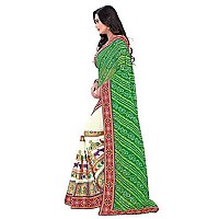 Arriva Fab Georgette Blend Ready to wear Saree RIVA120GreenFree Size