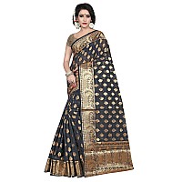 Silk Zone Womens Banarasi Art Silk Saree with Blouse Piece (NEWSILK00099 Black)