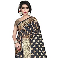 Silk Zone Womens Banarasi Art Silk Saree with Blouse Piece (NEWSILK00099 Black)