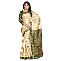 MIMOSA Womens Art Silk Saree Kanjivaram Style ColorBeige