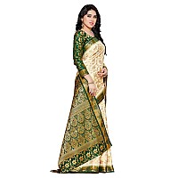 MIMOSA Womens Art Silk Saree Kanjivaram Style ColorBeige