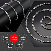 HolyFast Twist Chain Necklace 4mm 32Inches Stainless Steel Rope Jewelry for Men Women