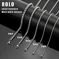 Square Rolo Chain Necklace 2mm 18inch Stainless Steel Box Chain Jewelry for Men Women