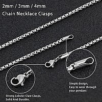 Square Rolo Chain Necklace 2mm 18inch Stainless Steel Box Chain Jewelry for Men Women