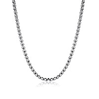 Square Rolo Chain Necklace 3mm 20inch Stainless Steel Box Chain Jewelry for Men Women