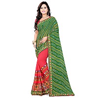 Arriva Fab Womens Georgette Blend Saree With Blouse Piece (Riva208__Green_Free Size_Green)