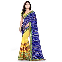 arriva fab womens Georgette saree with blouse piece (Yellow)