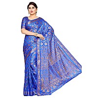 MIMOSA Womens Art Silk Saree Kanjivaram Style Color: Blue