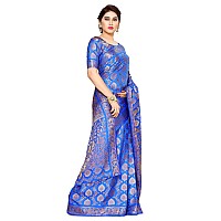 MIMOSA Womens Art Silk Saree Kanjivaram Style Color: Blue