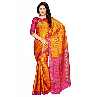 MIMOSA Womens Art Silk Saree Kanjivaram Style Color: Gold