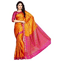 MIMOSA Womens Art Silk Saree Kanjivaram Style Color: Gold