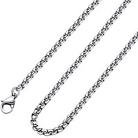 Monily Square Rolo Chain Necklace Stainless Steel Round Box Necklace for Men Women