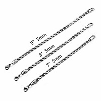 HolyFast Twist Chain Bracelets Stainless Steel Rope Jewelry for Men Women