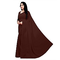 Sidhidata Womens Georgette Saree With unstitched Blouse Piece plain coffee 746Coffee Free Size