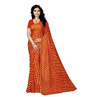 RANI SAAHIBA Lehriya Printed Chiffon Saree Without Blouse SKR3648Orange